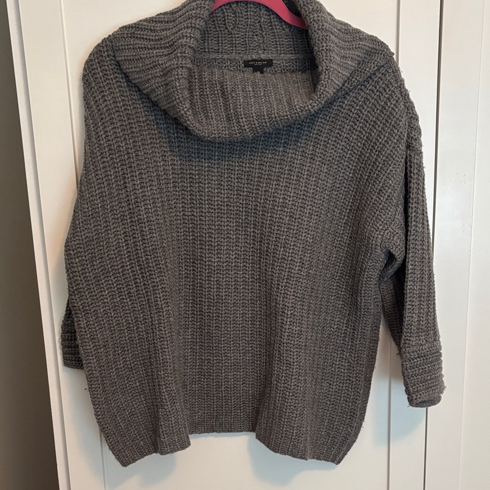 Ann Taylor Charcoal Cowl Neck Sweater